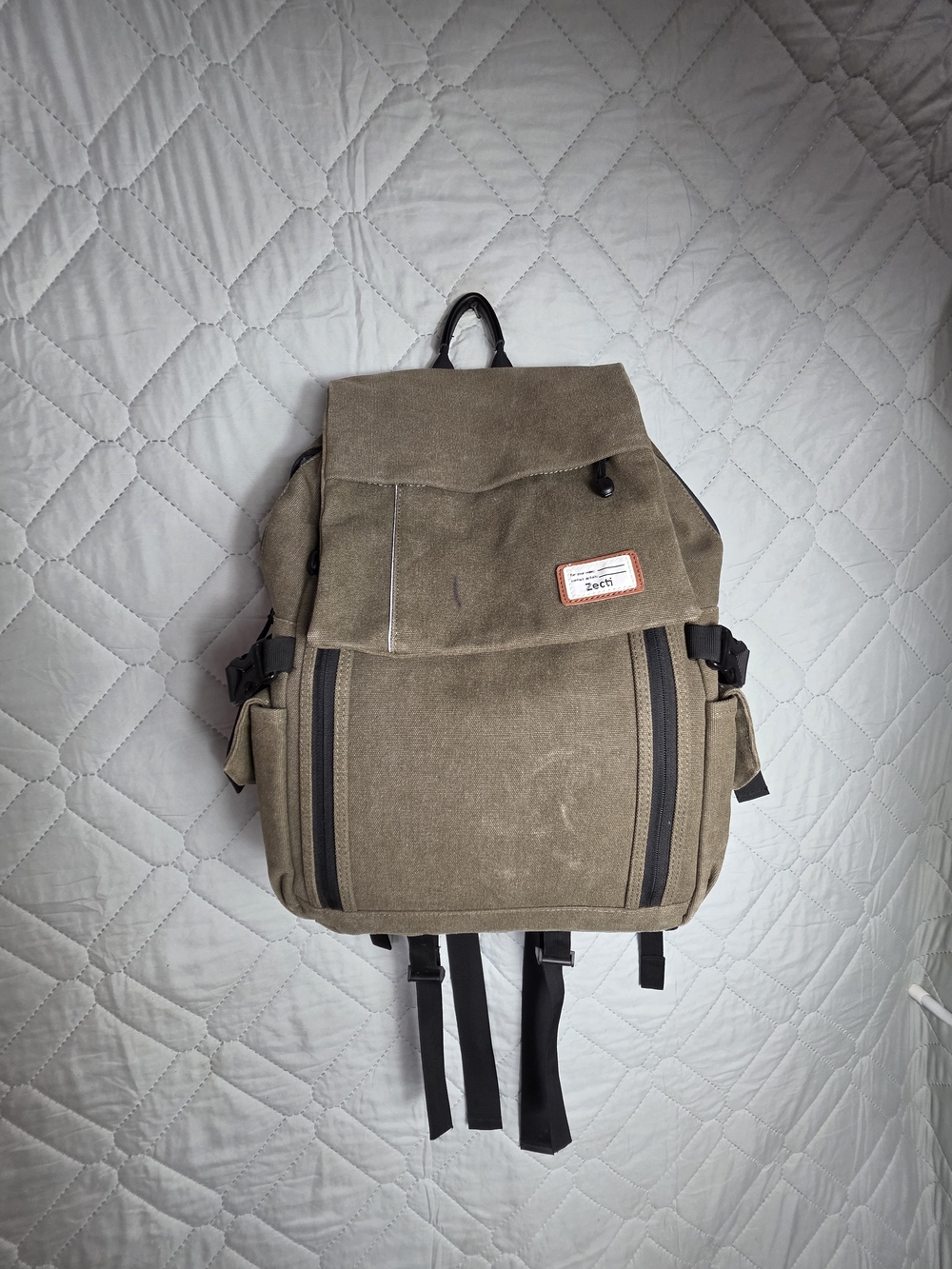 Zecti Canvas Waterproof Camera Backpack Bag Green Laptop Camera Gear